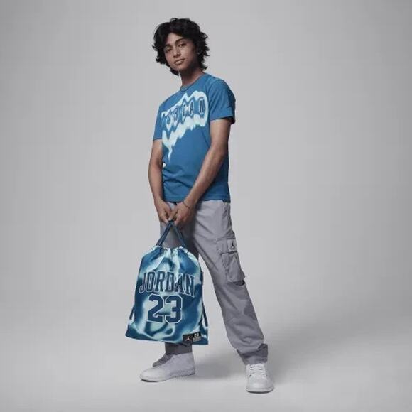 Jordan Drawstring Jersey Unisex Gym Sack Air Jumpman Blue White 9A0757 U1R - Picture 4 of 14